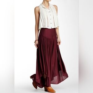 NWOT Elegant Burgundy Side Slits Maxi Skirt